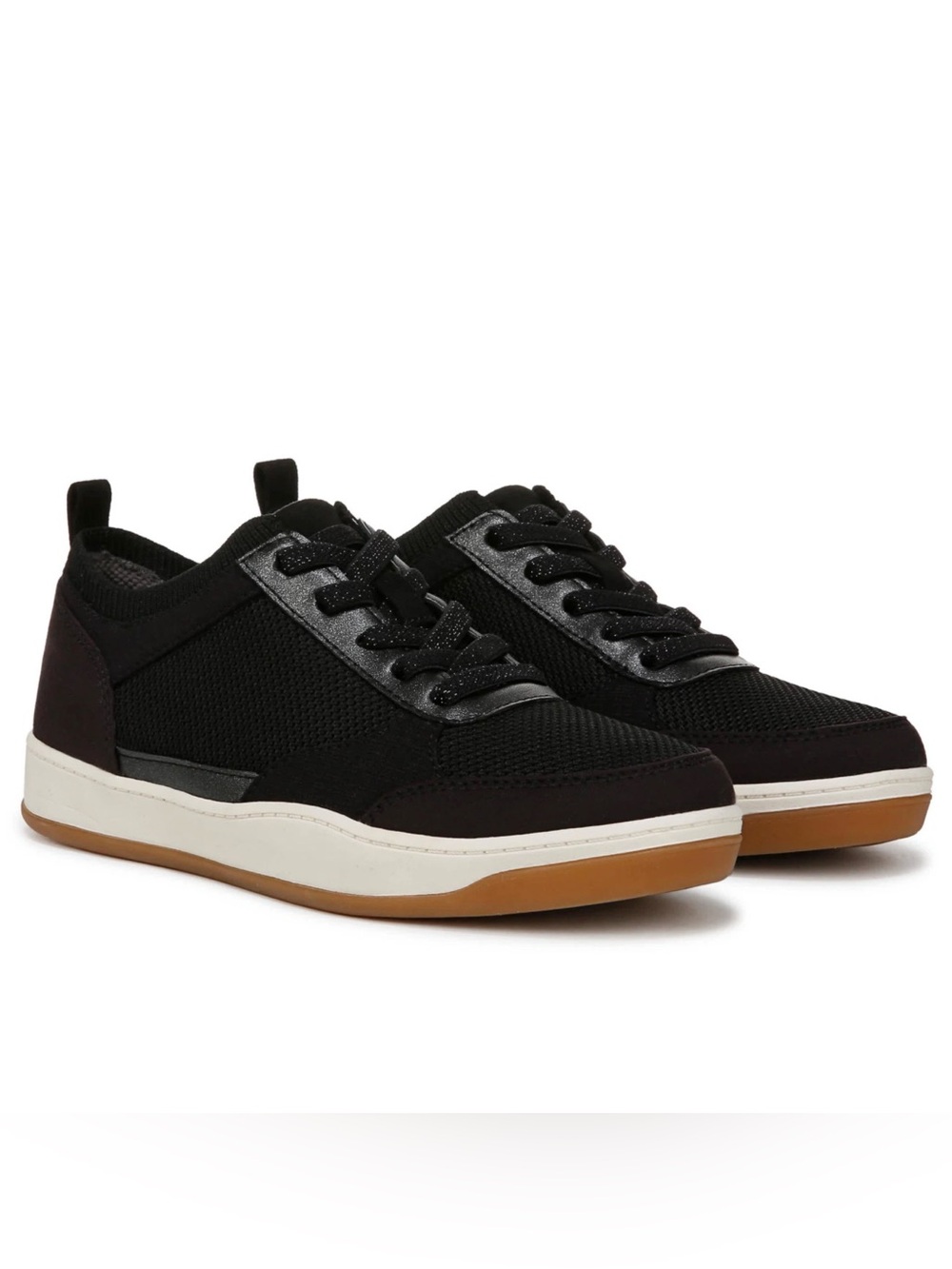 Life Stride Women's Black Knit Low-Top Sneakers with Gum Sole